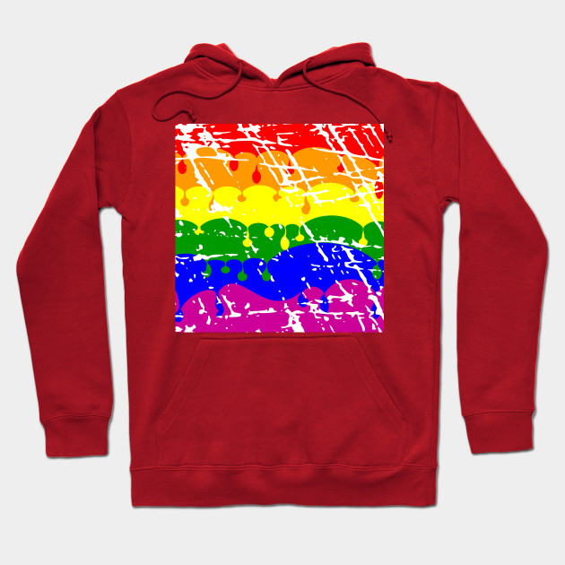 Rainbow Dripping Paint Pretty Rainbow Hoodie TeePublic